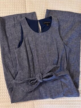 Banana Republic Sleeveless Tie-Waist Chambray Jumpsuit, Size 0P